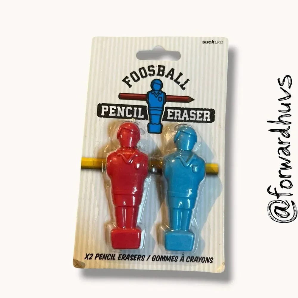 SUCK UK Foosball Pencil Eraser Set Novelty Desk Accessory NIP
